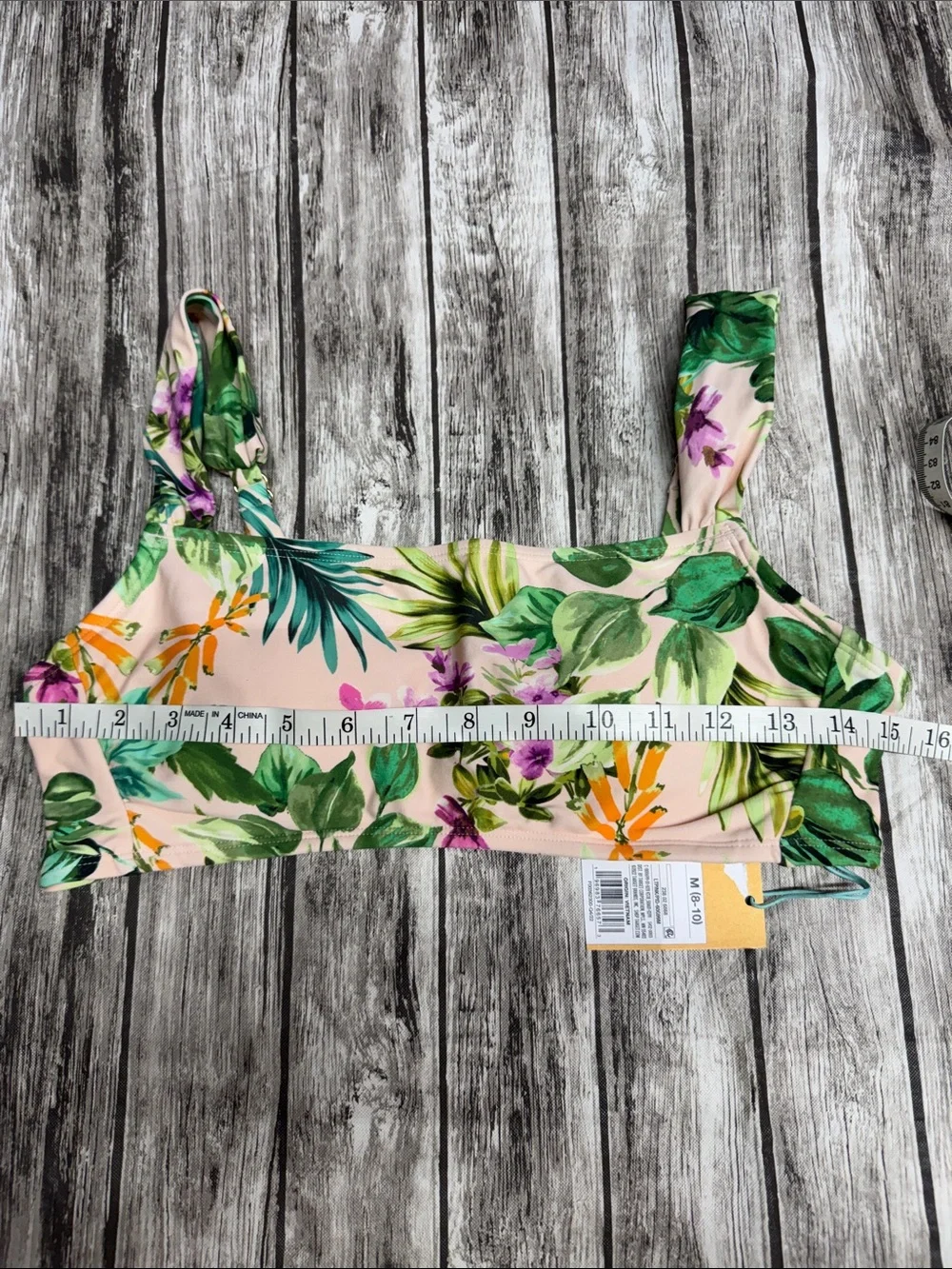 Kona Sol Pink Tropical Floral Bikini Top